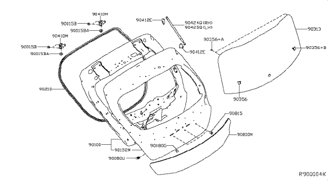 2019 Nissan Leaf  Stay Assembly - Back Door, LH Diagram for 904515SA1A