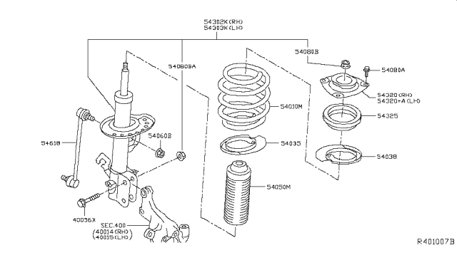 2018 Nissan Leaf  Front Spring Rubber Seat Lower Diagram for 54035EN000