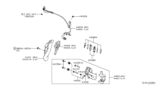 2018 Nissan Leaf  Rear Brake Pad Disc Kit Diagram for D40603NF0B