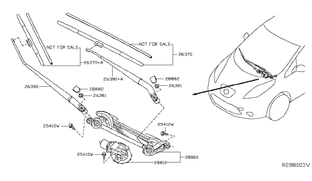 2019 Nissan Leaf  Drive Assy-Windshield Wiper Diagram for 288003NF0A