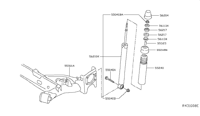 2019 Nissan Leaf  ABSORBER Kit - Shock, Rear Diagram for E62105SA1A