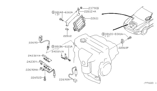 2006 Nissan Altima  Engine Control Module Diagram for 23710ZD85B
