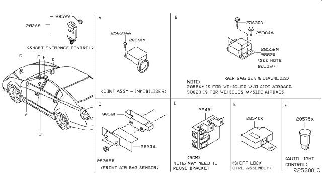 2003 Nissan Altima Control Assembly-Shift Lock Diagram for 285408J000