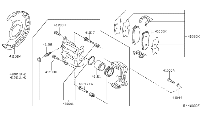 2006 Nissan Altima  Hardware Kit-Front Disc Brake Pad Diagram for 41080ZB525