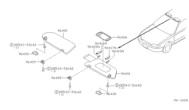 2004 Nissan Altima  Lens-Vanity Mirror Diagram for 964161Z300