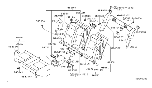 2004 Nissan Altima  Screw Diagram for 0854041242