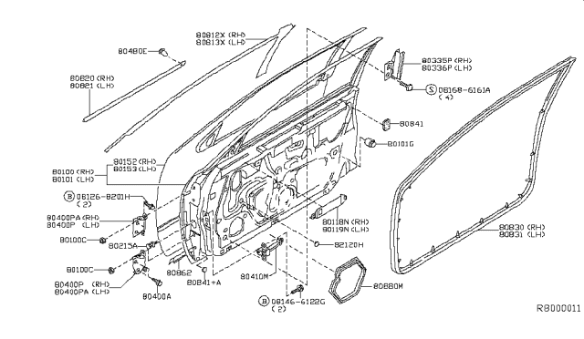 2004 Nissan Altima  Link-Door Stopper Diagram for 804308J000