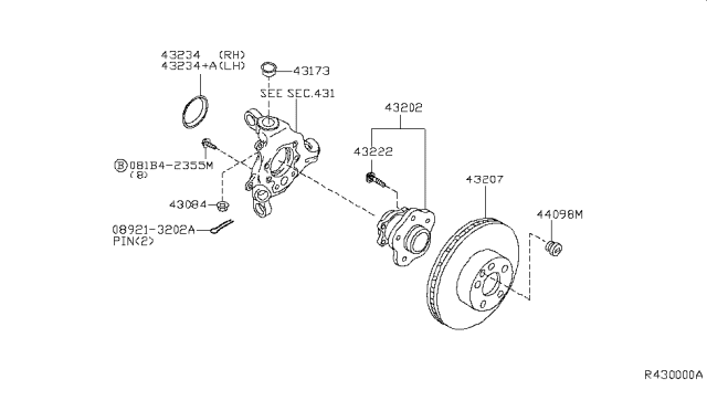 2002 Nissan Altima  Cap-Hub, Rear Wheel Diagram for 432358J000