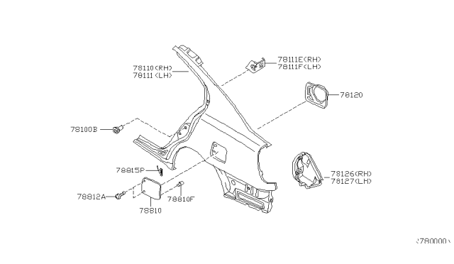 2004 Nissan Altima  Fender-Rear, LH Diagram for 781018J030