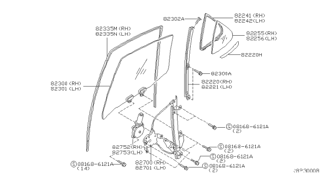 2003 Nissan Altima Motor&Gear Regulator RH Diagram for 827303Z000