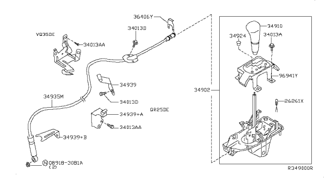 2006 Nissan Altima  Mask Switch Hole Diagram for 34924ZB000