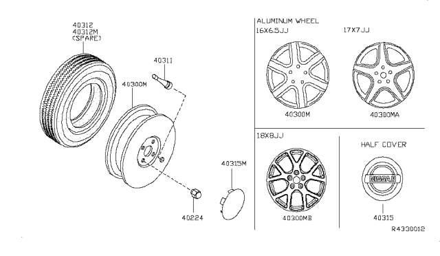 2004 Nissan Altima  Aluminum Wheel Diagram for 40300ZB700
