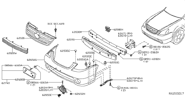 2006 Nissan Altima  Nut Diagram for 012410028U