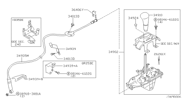2005 Nissan Altima  Mask-Switch Hole Diagram for 349243Z000