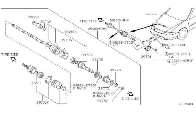 2004 Nissan Altima  Repair Kit-Dust Boot, Outer Diagram for 392417Y025