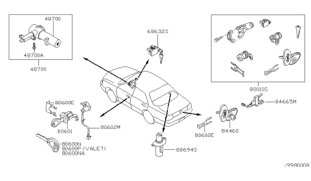 2002 Nissan Altima  Cylinder Set-Seat Back Lock Diagram for H86948J101