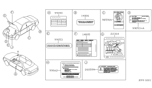 2005 Nissan Altima  Label-Vacuum Piping Diagram for 223043Z020