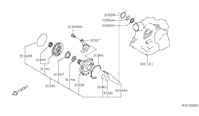2002 Nissan Altima  Seal-O Ring Diagram for 3152680L00