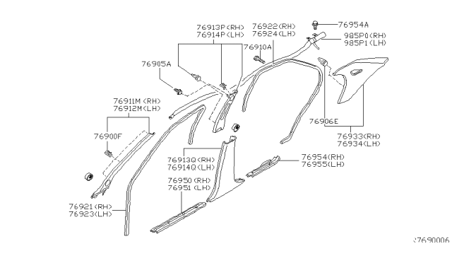2004 Nissan Altima Curtain Air Bag Driver Side Module Assembly Diagram for 985P1ZB080