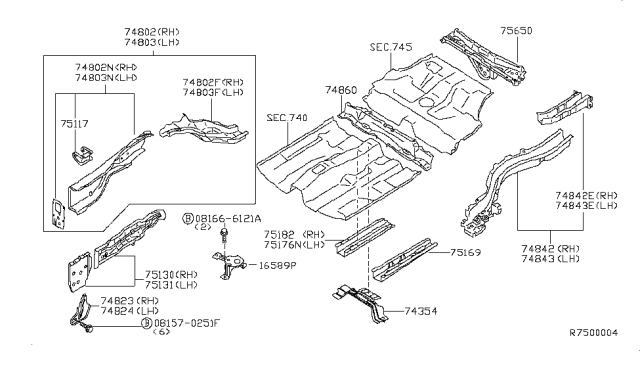 2006 Nissan Altima Member-Side, Rear L Diagram for 755118J130