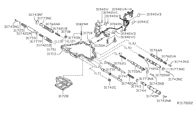 2004 Nissan Altima  Spring-Valve Diagram for 3174285X01