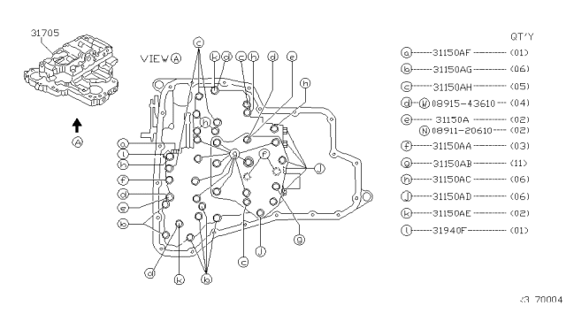 2005 Nissan Altima  Bolt Diagram for 313778Y070