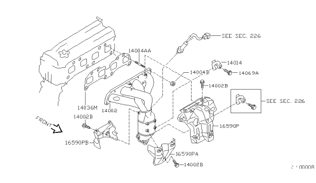 2006 Nissan Altima  Exhaust Manifold Assembly Diagram for 140067Y000