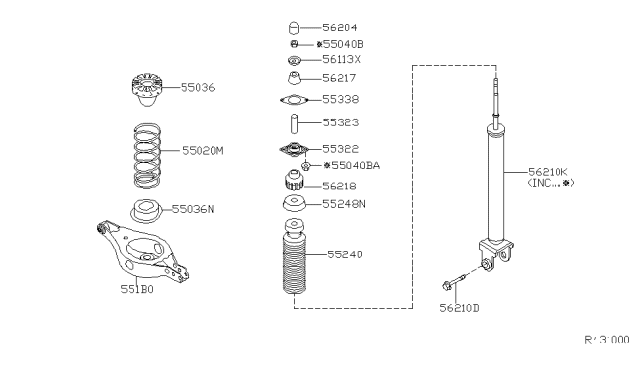 2002 Nissan Altima Cap-Rear Shock Absorber Diagram for 562048J000
