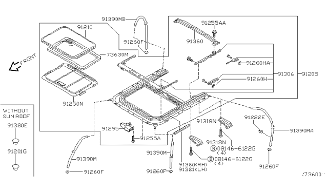 2006 Nissan Altima  Motor Assy-Sunroof Diagram for 91295ZB010