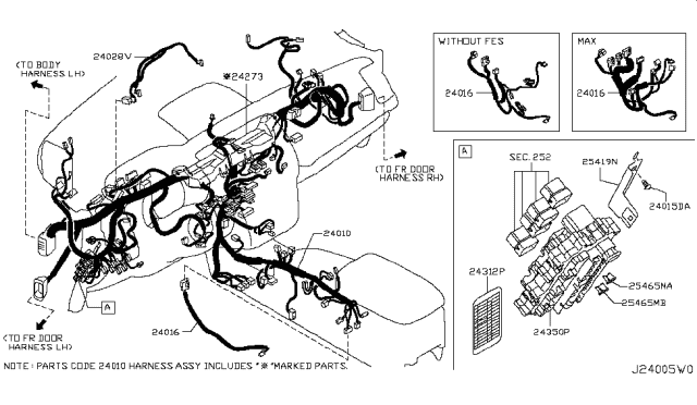 2010 Nissan Murano Harness-Main Diagram for 240101AA5A
