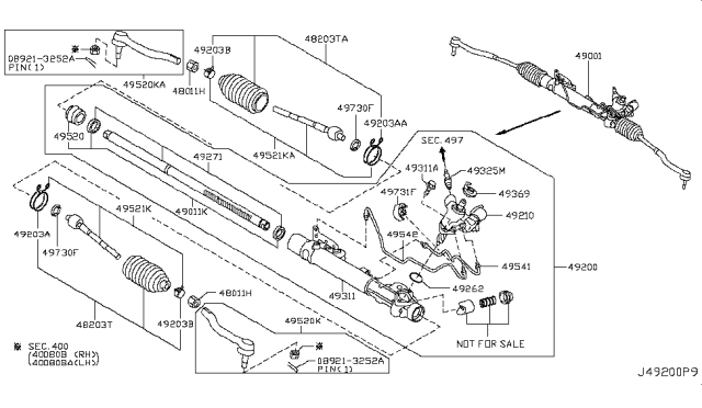 2012 Nissan Murano  Housing & Cylinder Assy-Power Steering Diagram for 493111AA0A