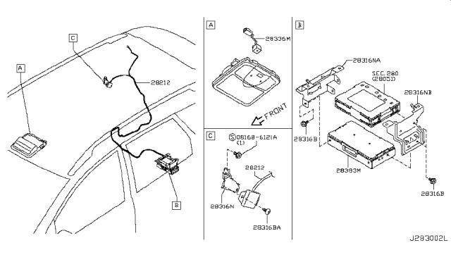 2014 Nissan Murano  Power Control Unit-Telephone Diagram for 283833YS0A