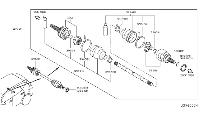 2008 Nissan Murano  Ring-Snap Diagram for 39708AX40A