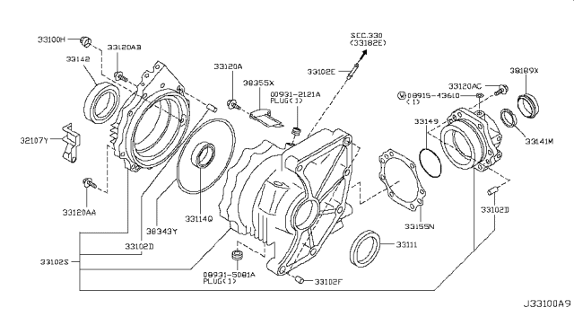 2010 Nissan Murano Defense - Gear Oil Diagram for 383554N200