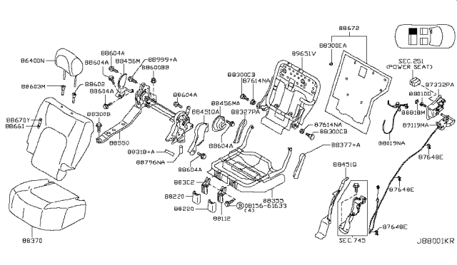 2014 Nissan Murano  Pad-Rear Seat Back, LH Diagram for 886611AA0A