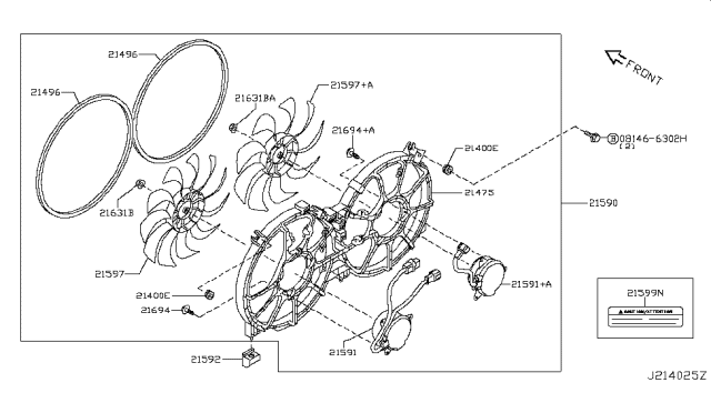 2012 Nissan Murano Seal-Radiator Diagram for 214961AA0B