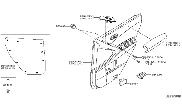 2013 Nissan Murano  Rear Door Armrest, Right Diagram for 829401AA7B