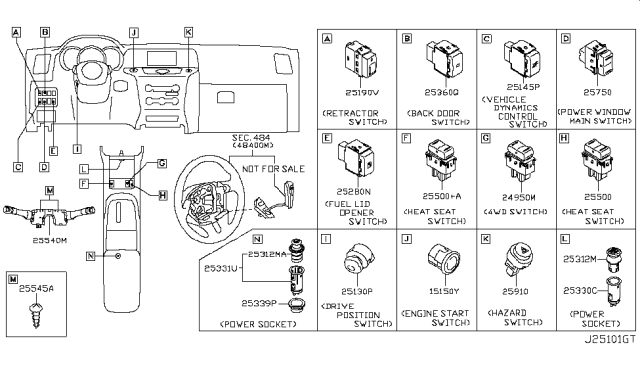 2009 Nissan Murano Switch Assy-Ignition Diagram for 251501AA0A