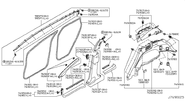 2012 Nissan Murano  Plate Kicking Diagram for 769B51AA1A