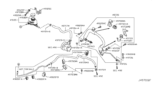 2014 Nissan Murano  Bracket-Tube Diagram for 497301AA2E