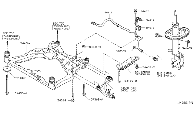 2013 Nissan Murano  Link Complete-Transverse, Lh Diagram for 545011AT0B