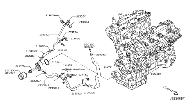 2013 Nissan Murano Pipe-Water Diagram for 14053JA12D