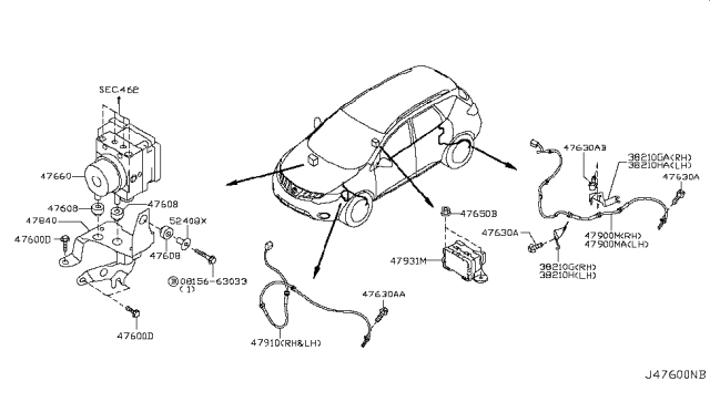 2010 Nissan Murano  Rubber-Bush Diagram for 47608BN800