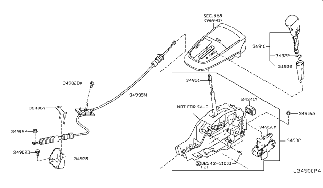 2010 Nissan Murano  Transmission Control Device Assembly Diagram for 349011AA0A
