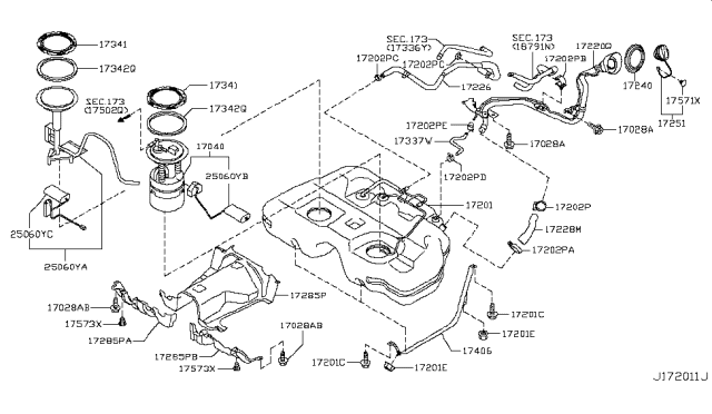 2008 Nissan Murano  Tube Assy-Filler Diagram for 172211AA0A