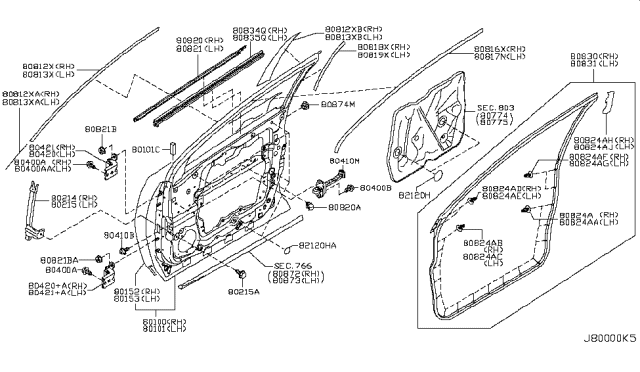 2010 Nissan Murano  Moulding Assy-Front Door Outside, LH Diagram for 808211AA0A