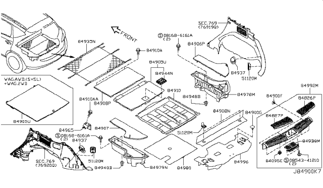 2009 Nissan Murano  Cover-Plate, RH Diagram for 848261AA0A