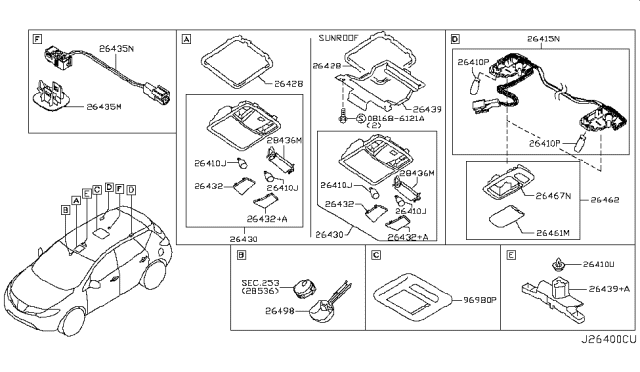2009 Nissan Murano Bulb Diagram for 26282JA00A