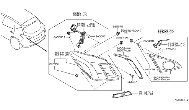 2011 Nissan Murano  Grommet Diagram for 265572U000