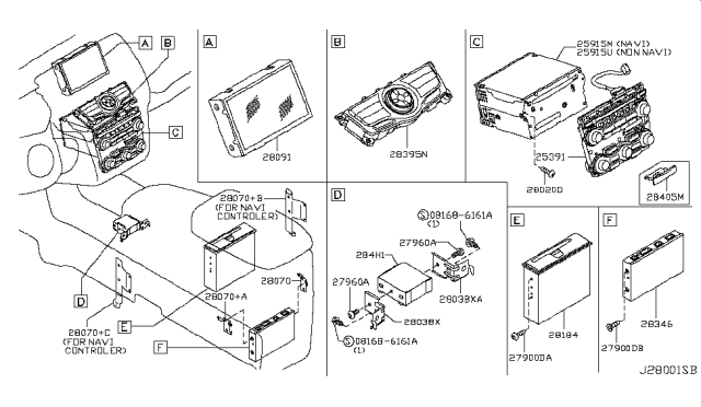 2011 Nissan Murano  Bracket-Av Unit Diagram for 280561AH0A